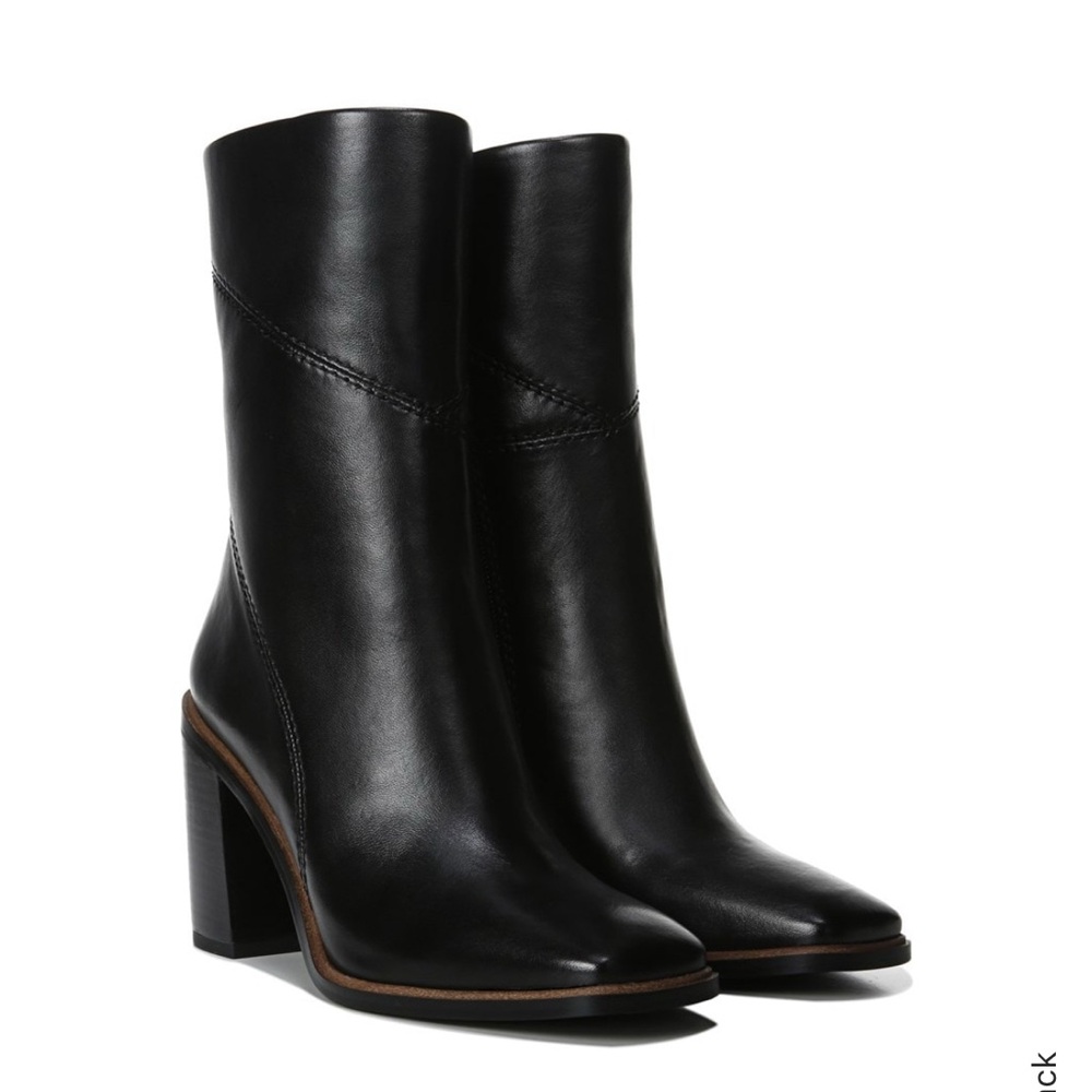 Franco Sarto Women's Leather Black Heeled Boots -excellent condition